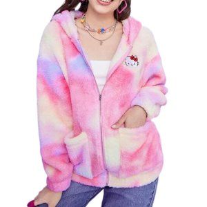 HELLO KITTY Tie Dye Fleece Zip Hoodie, size XS